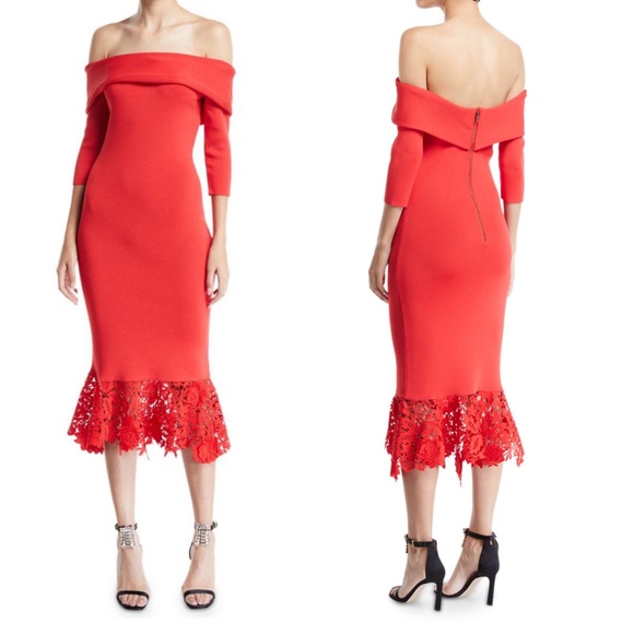 Sachin + Babi Dresses & Skirts - Sachin Babi Off-the-Shoulder Lace Hem Dress Medium